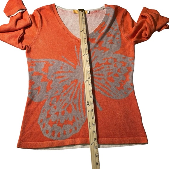 BiBA Bamboo Blend V-Neck Butterfly Knit Sweater Women’s Size 1/ EU 36/Small - Picture 16 of 17